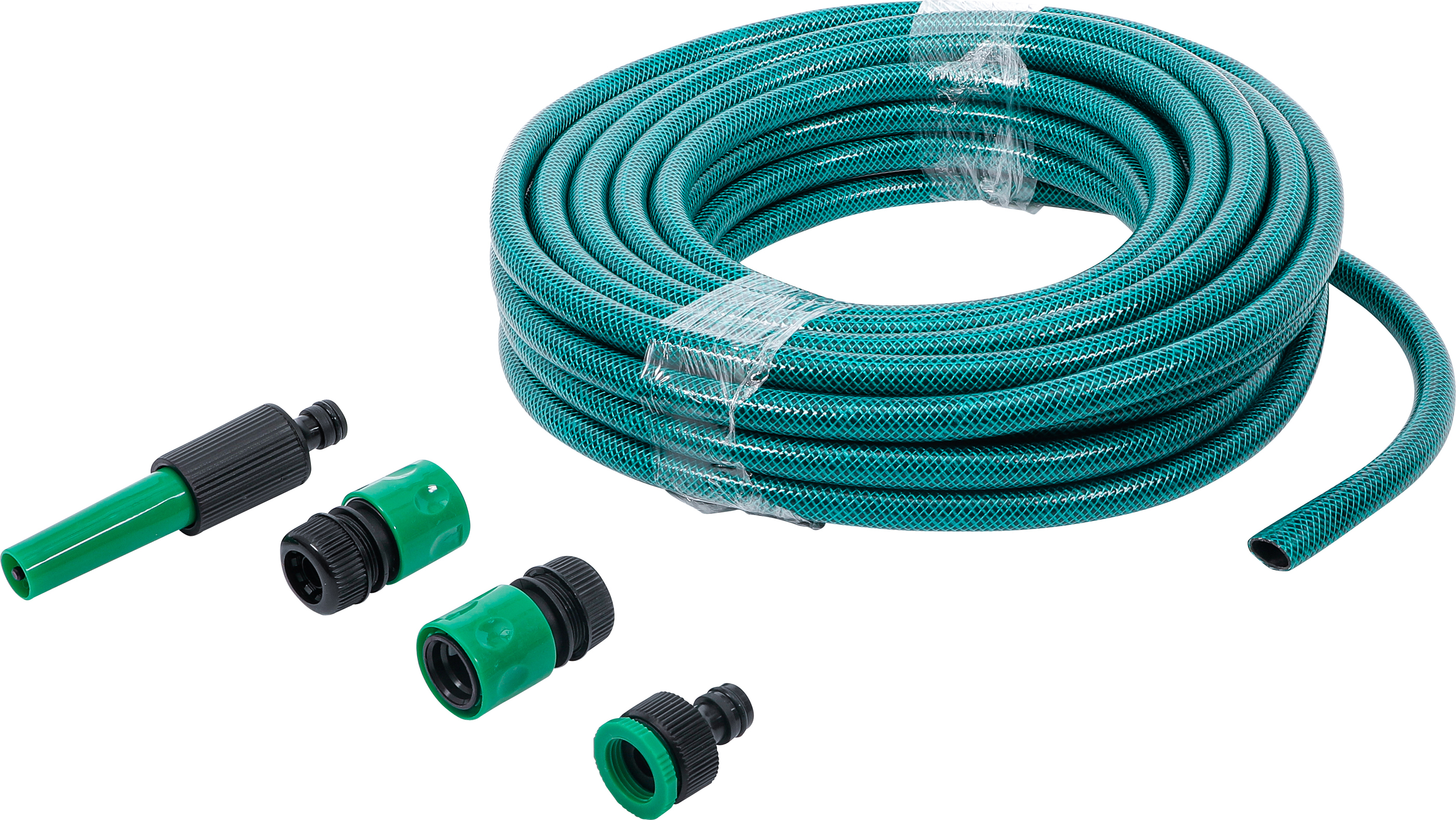 BGS Technic Wasserschlauch PVC mit Wasserspritze und Schnellkupplungen 15m 6tlg