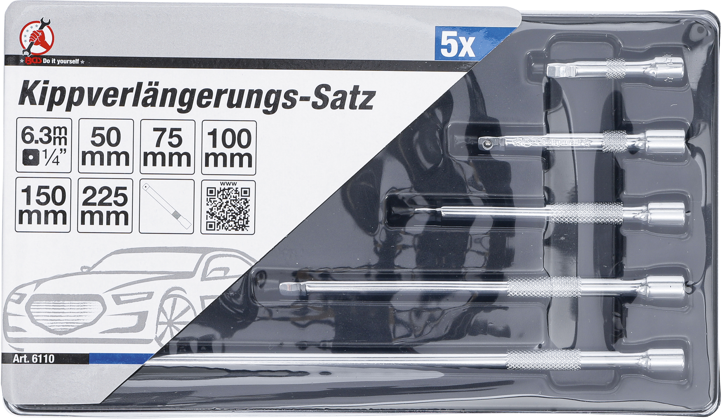 BGS Kippverlängerungs-Satz | 6,3 mm (1/4") | 5-tlg.