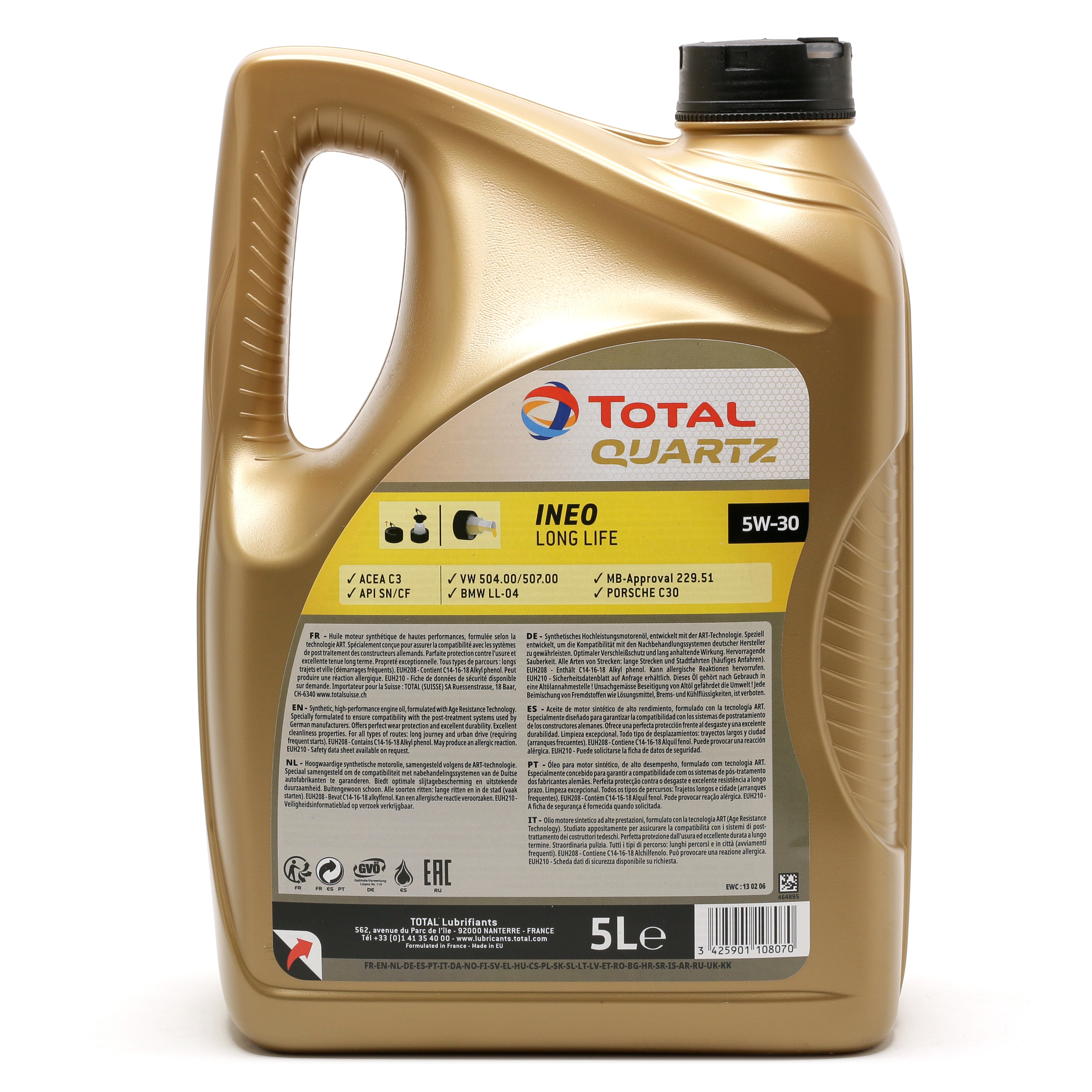 5W-30 Total Quartz Ineo Longlife Motoröl 5 Liter