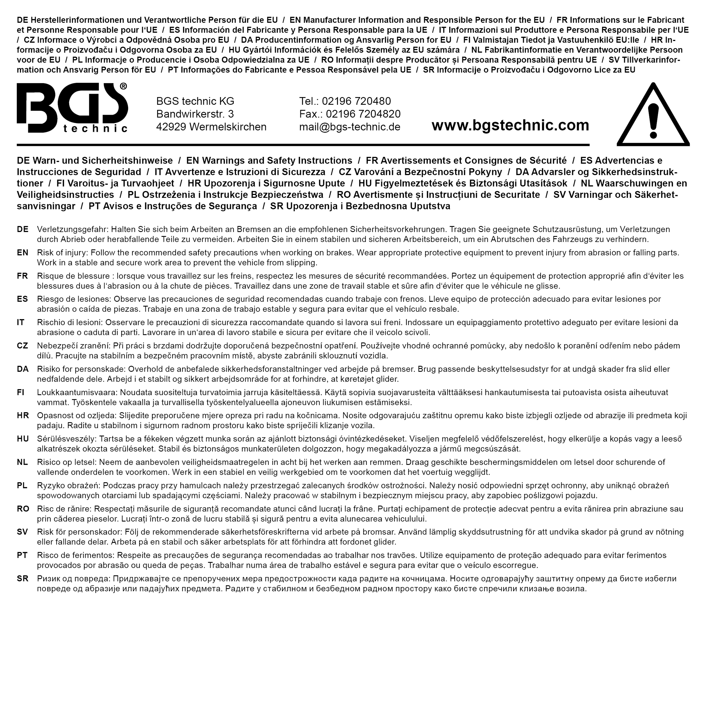 BGS Bremsbacken Montage und Demontagewerkzeug | für Volvo LKW