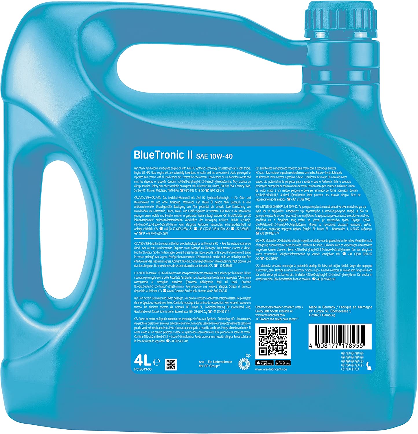 10W-40 Aral Blue Tronic II Motoröl 4 Liter