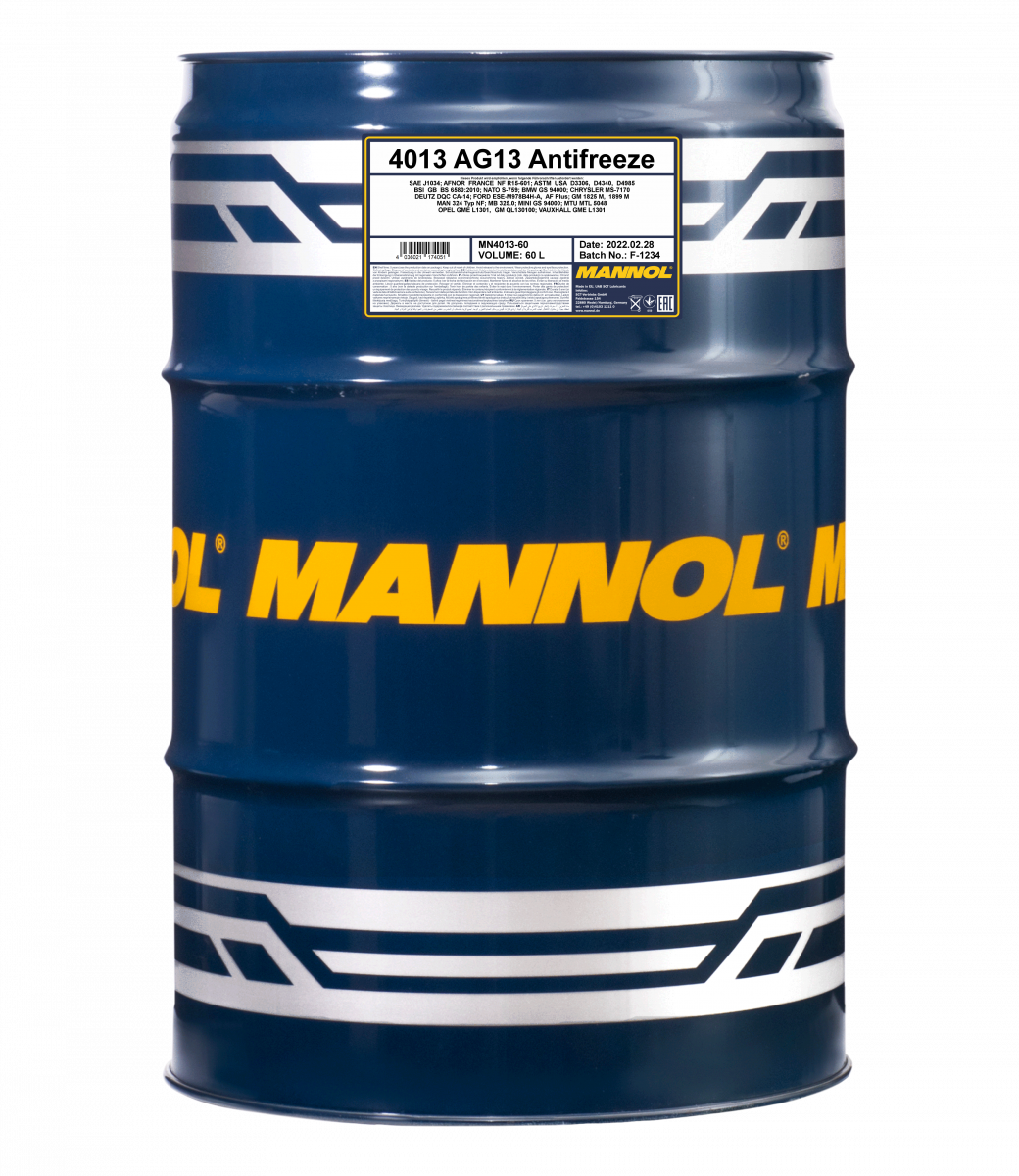 Mannol 4013 Kühlerfrostschutz Antifreeze AG13 Hightec -40 Fertigmischung 60 Liter