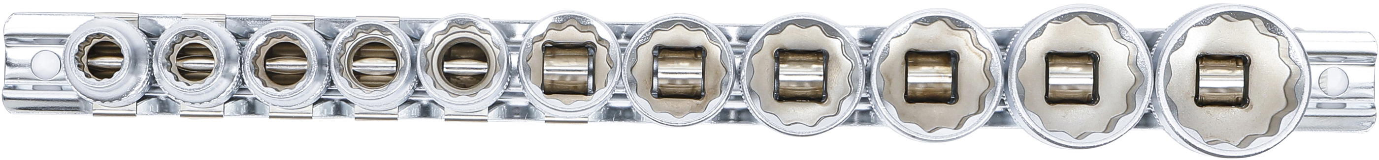 BGS Steckschlüssel-Einsatz-Satz, Zwölfkant | Antrieb Innenvierkant 10 mm (3/8") | Zollgrößen | 11-tlg.