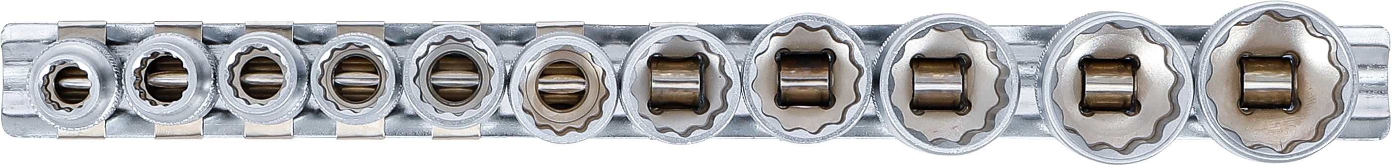 BGS Steckschlüssel-Einsatz-Satz, Zwölfkant | Antrieb Innenvierkant 10 mm (3/8") | Zollgrößen | 11-tlg.