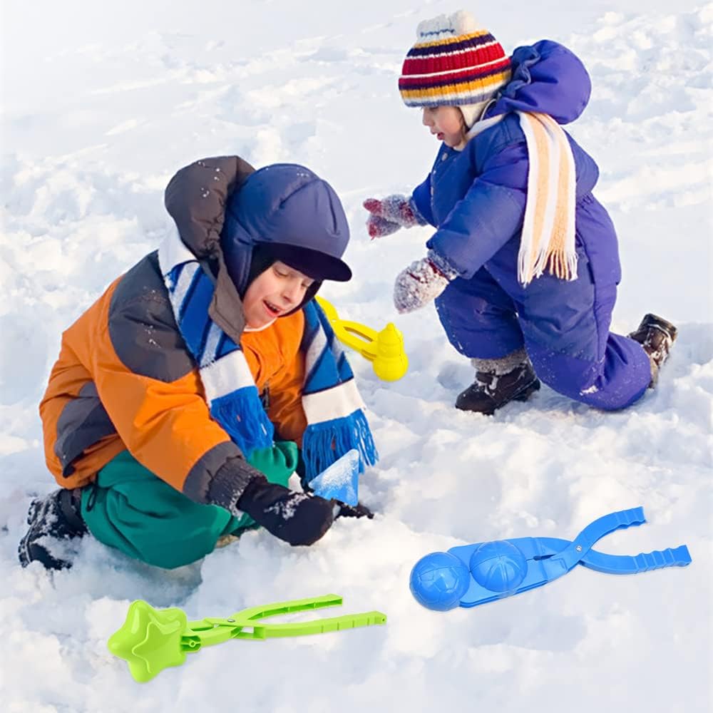 RoxNvm Schneeball Maker Set, 3 PCS Großer Schneeballzange, Schneeballmacher mit Rutschfesten Griff, Verschiedene Muster Winter Schnee Scoop Clip, Spie