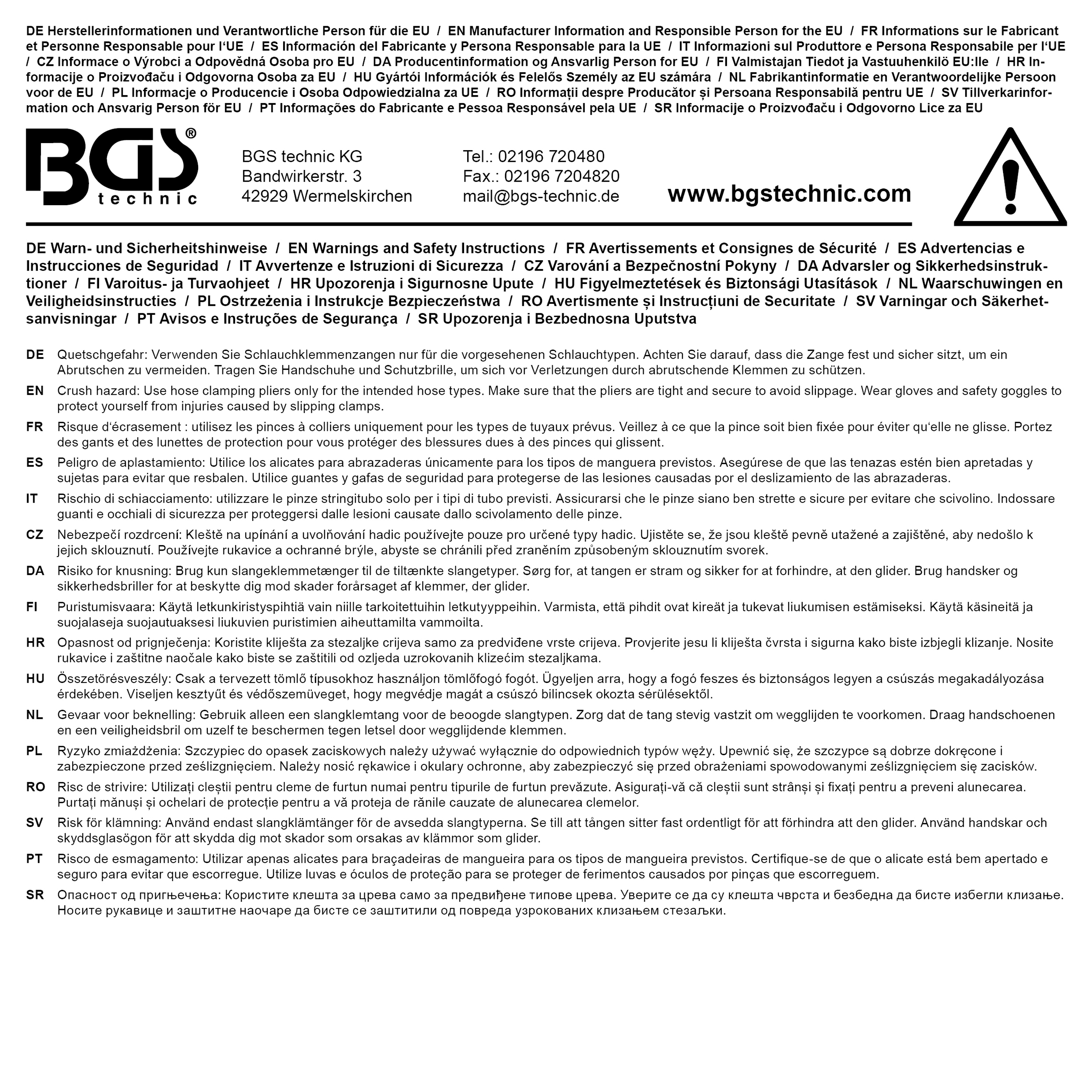 BGS Ohrlos-Antriebswellenschellen-Zange | 260 mm