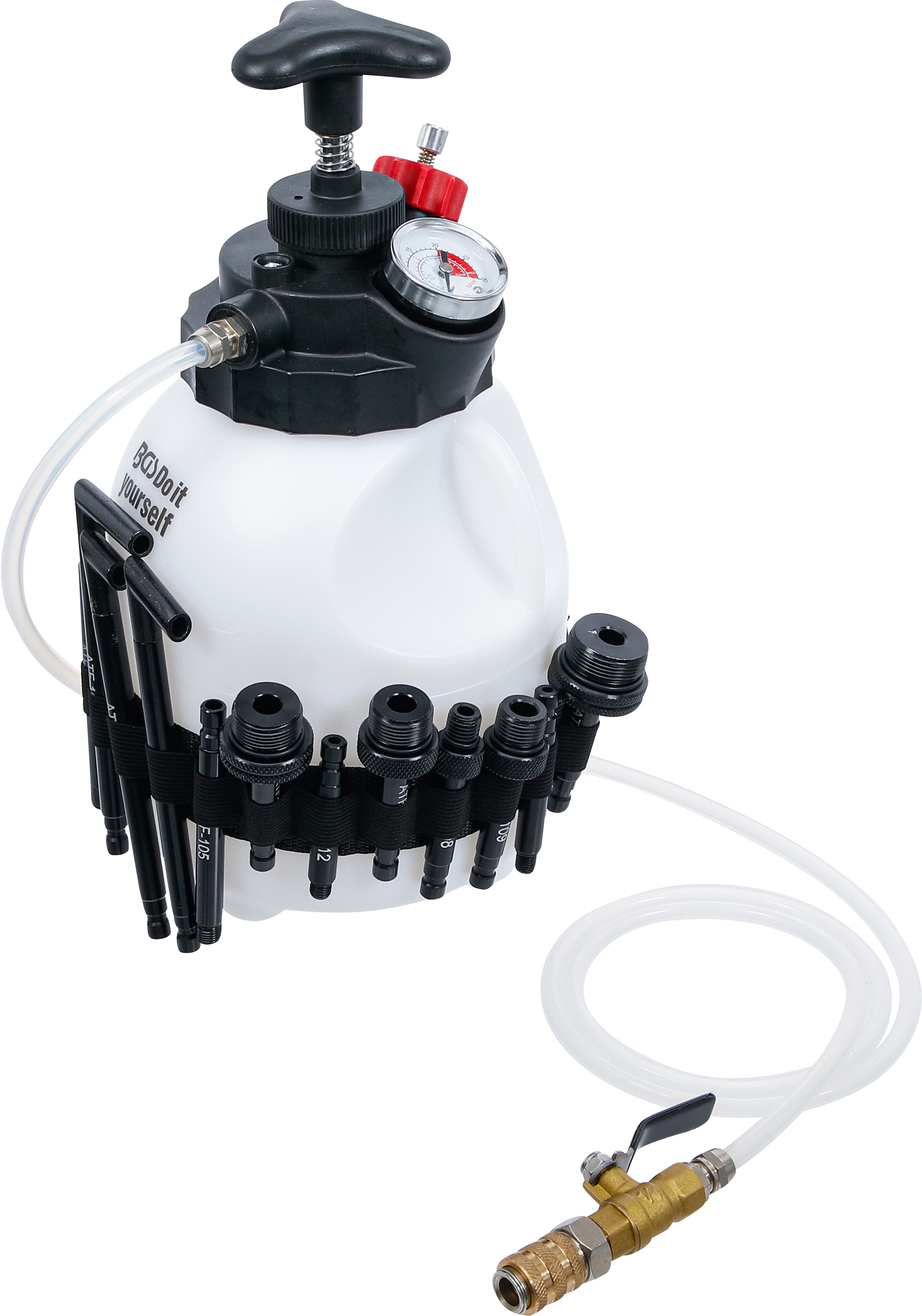 BGS Getriebeöl-Befüllgerät mit Handpumpe | mit 12 Adaptern | 3 l