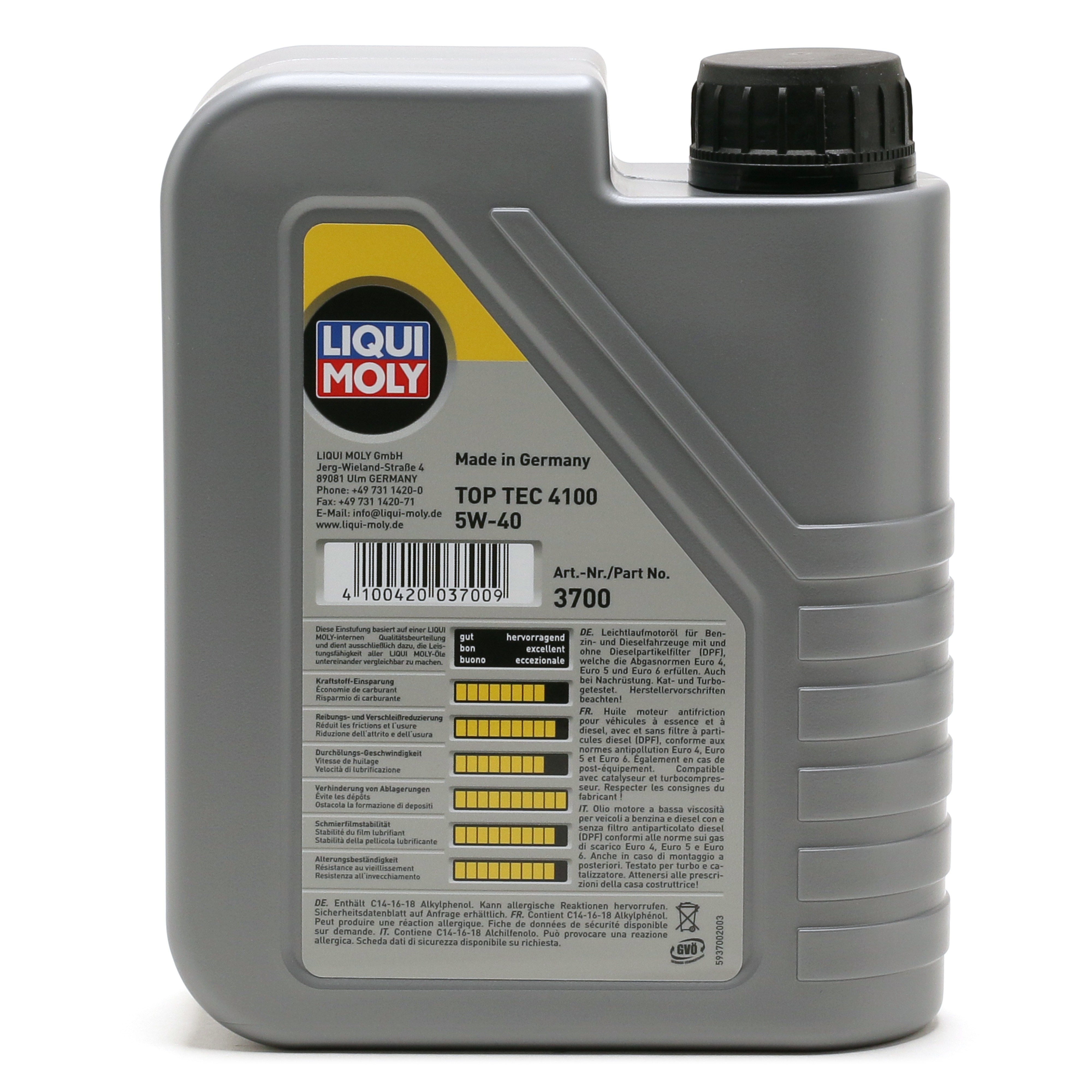 5W-40 Liqui Moly 3700 Top Tec 4100 Motoröl 1 Liter