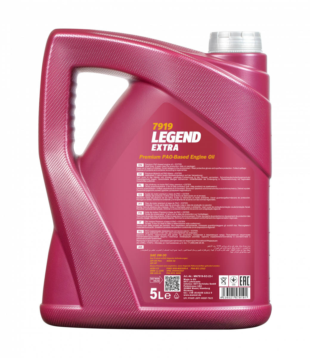 0W-30 Mannol 7919 Legend Extra Motoröl 5 Liter