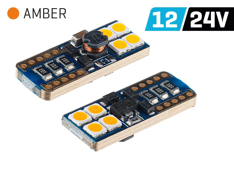 Vision LED WY5W T10 Glassockel Autolampe 12/24V Amber Orange 5W 2er