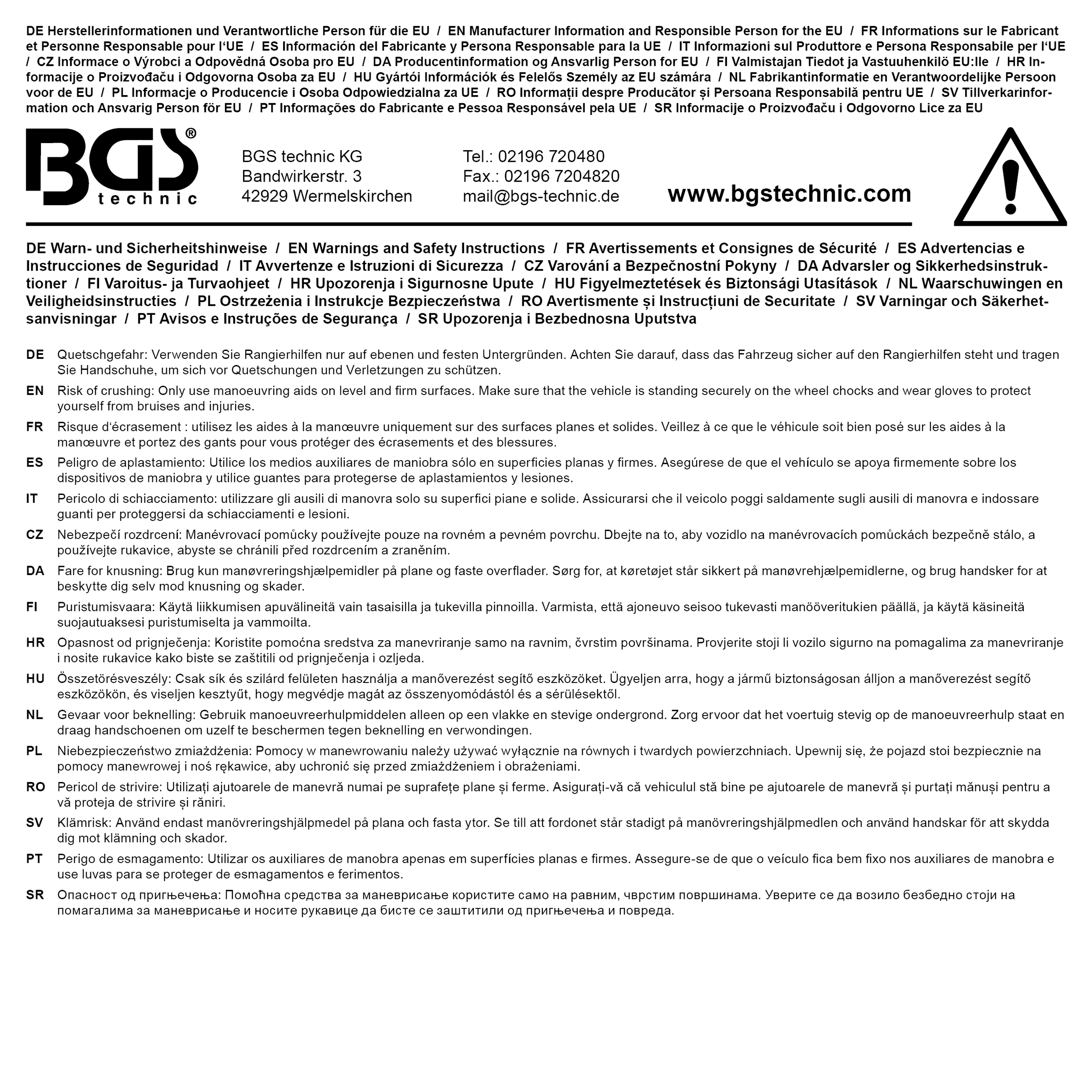 BGS Auto-Rangierschalen | 1 Paar | 450 kg