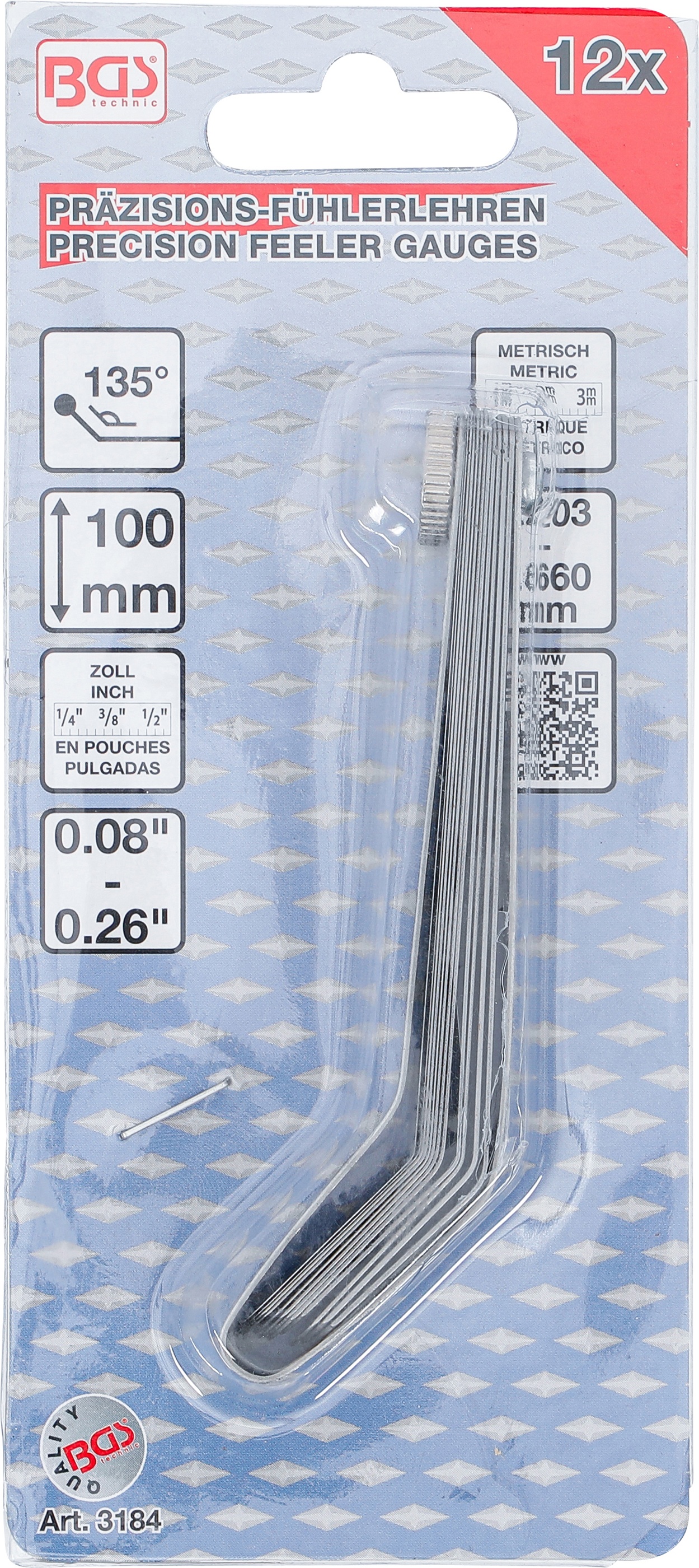 BGS Präzisions-Fühlerlehren, gebogen | 12 Blatt