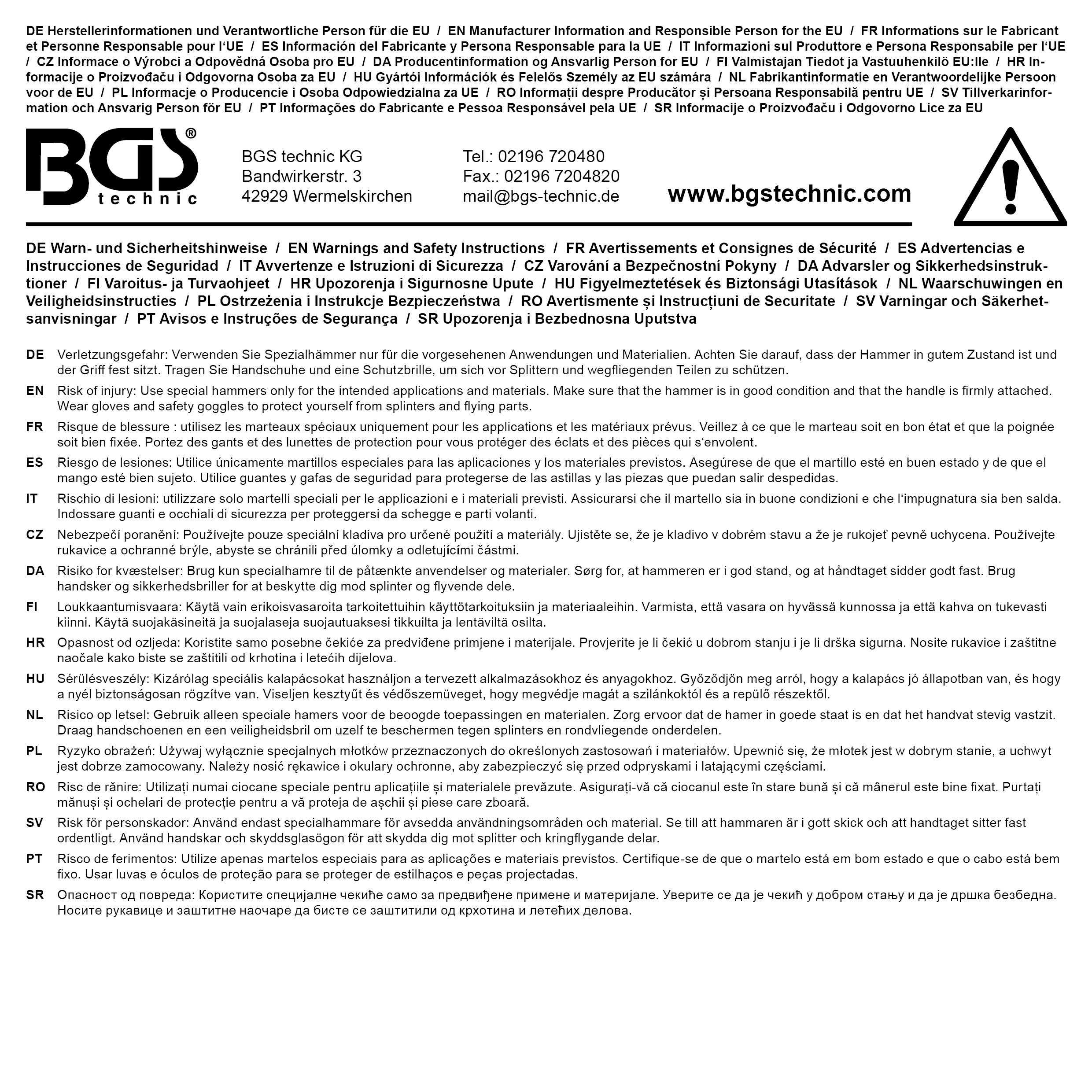 BGS Wechselkopf-Hammer-Satz | Ø 43 mm | 9-tlg.