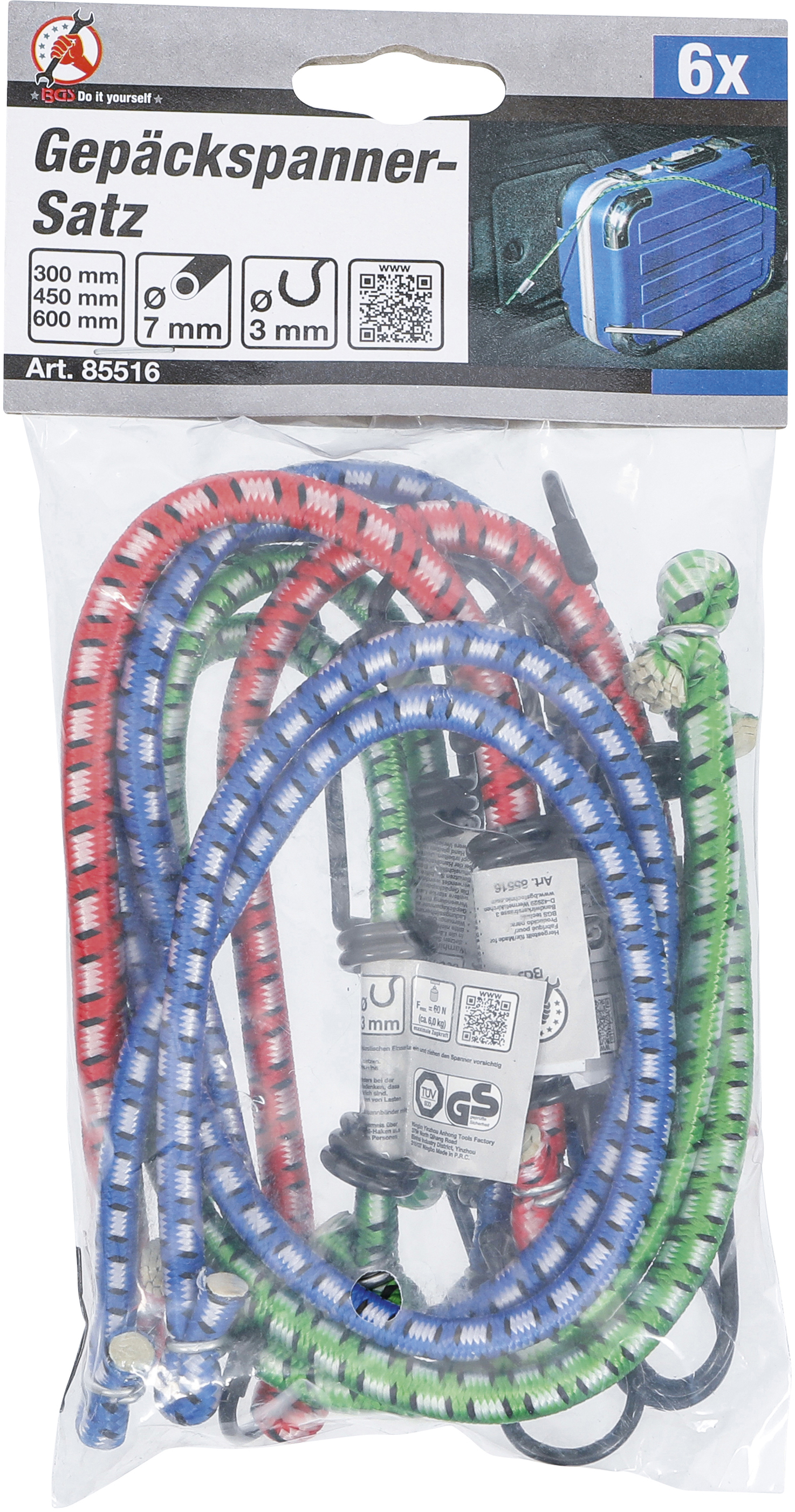 BGS Gepäckspanner-Satz | 300 / 450 / 600 mm | 6-tlg.