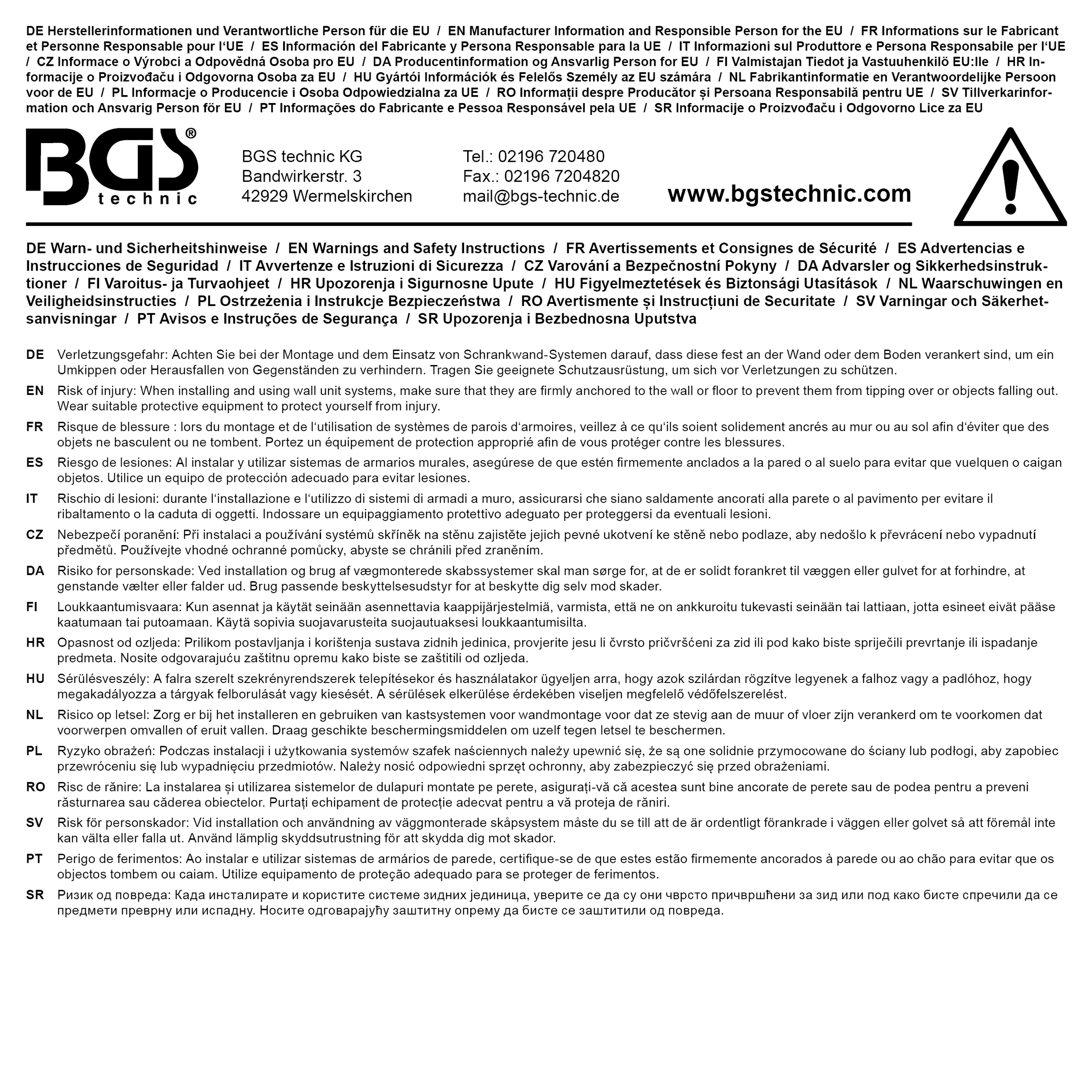 BGS Werkstattwagen | 4 Schubladen | leer | für Schrankwand-System