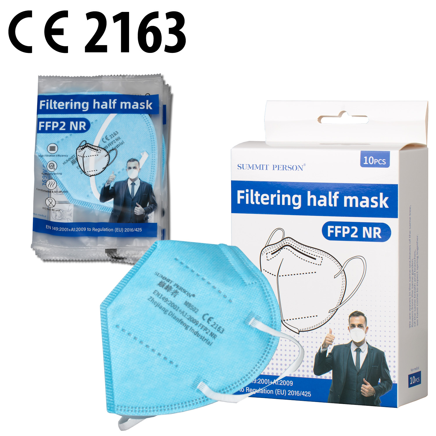FFP2 Gesichtsmaske Mund Nasen Schutz HELLBLAU Face Mask