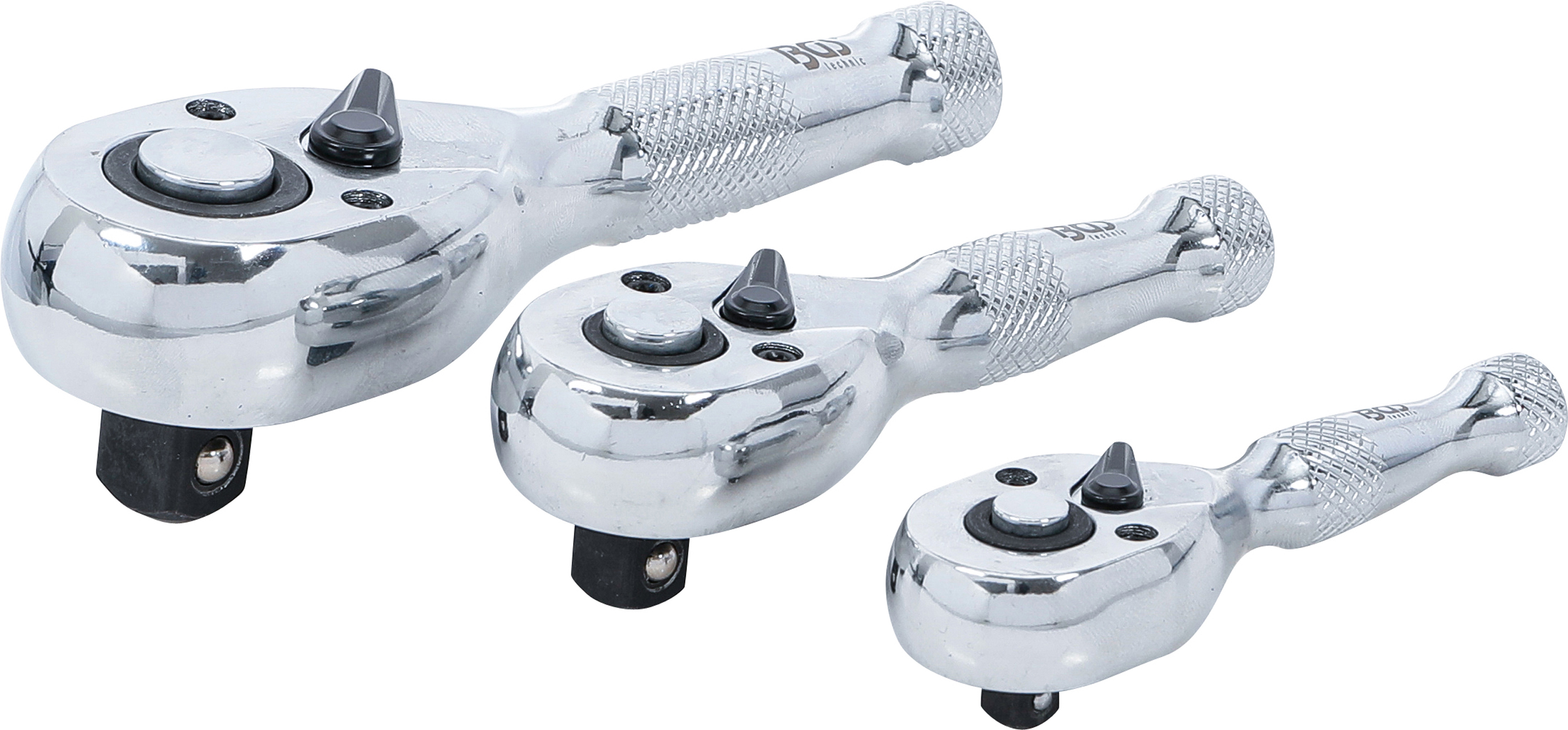 BGS Mini-Umschaltknarren-Satz | 6,3 mm (1/4") / 10 mm (3/8") / 12,5 mm (1/2") | 3-tlg.