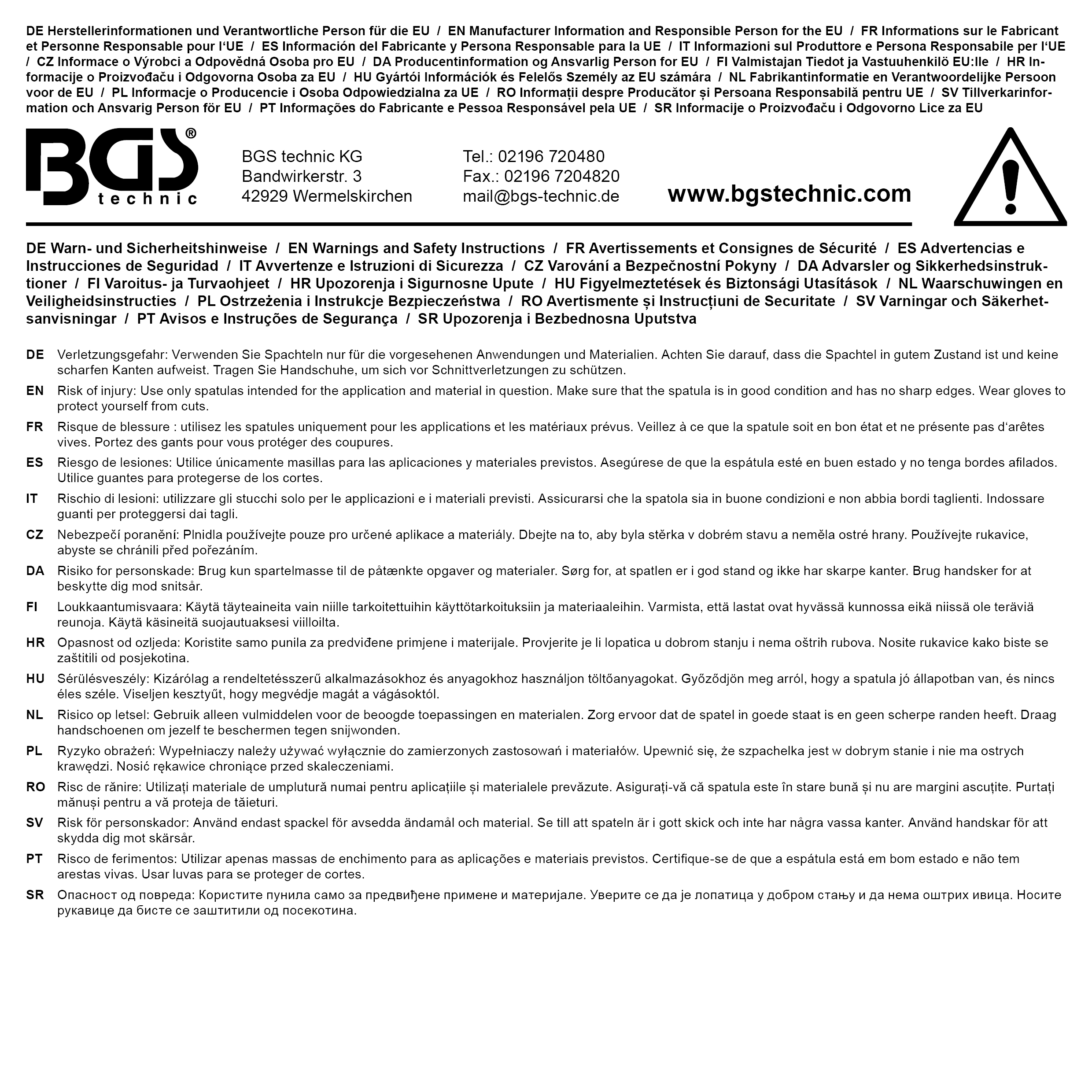 BGS Japan-Spachtel-Satz | Federbandstahl | 50 / 80 / 100 / 120 mm | 4-tlg.
