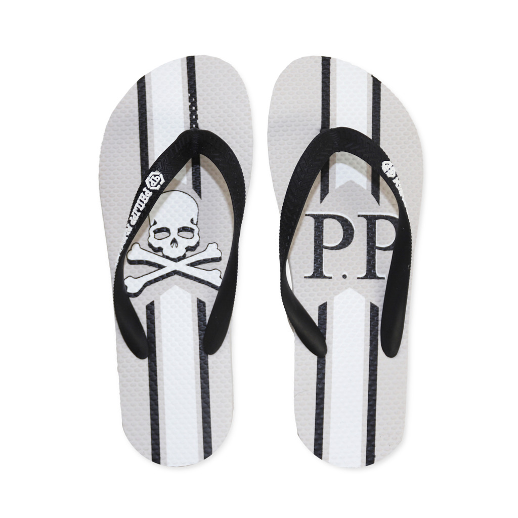 Philipp Plein Flip Flops Grau Flipflops Zehentrenner Gr. 40-41