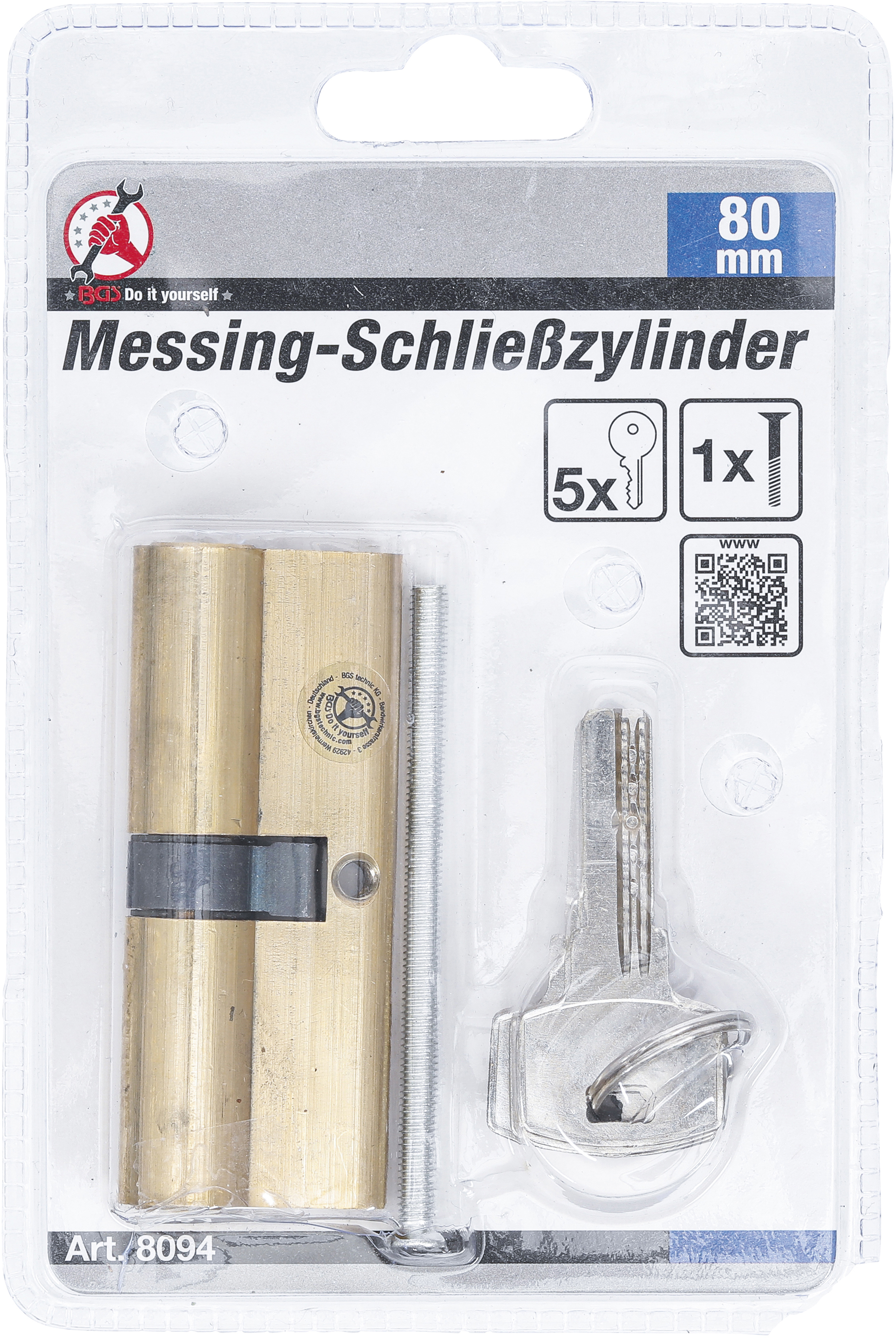 BGS Messing-Schließzylinder | 80 mm