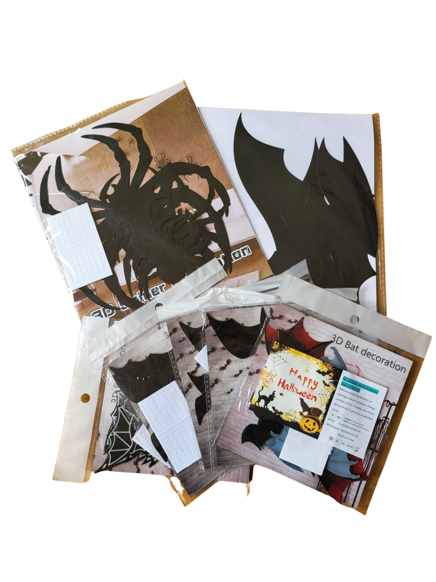 Halloween 3D Deko Fledermäuse und Spinnen Set