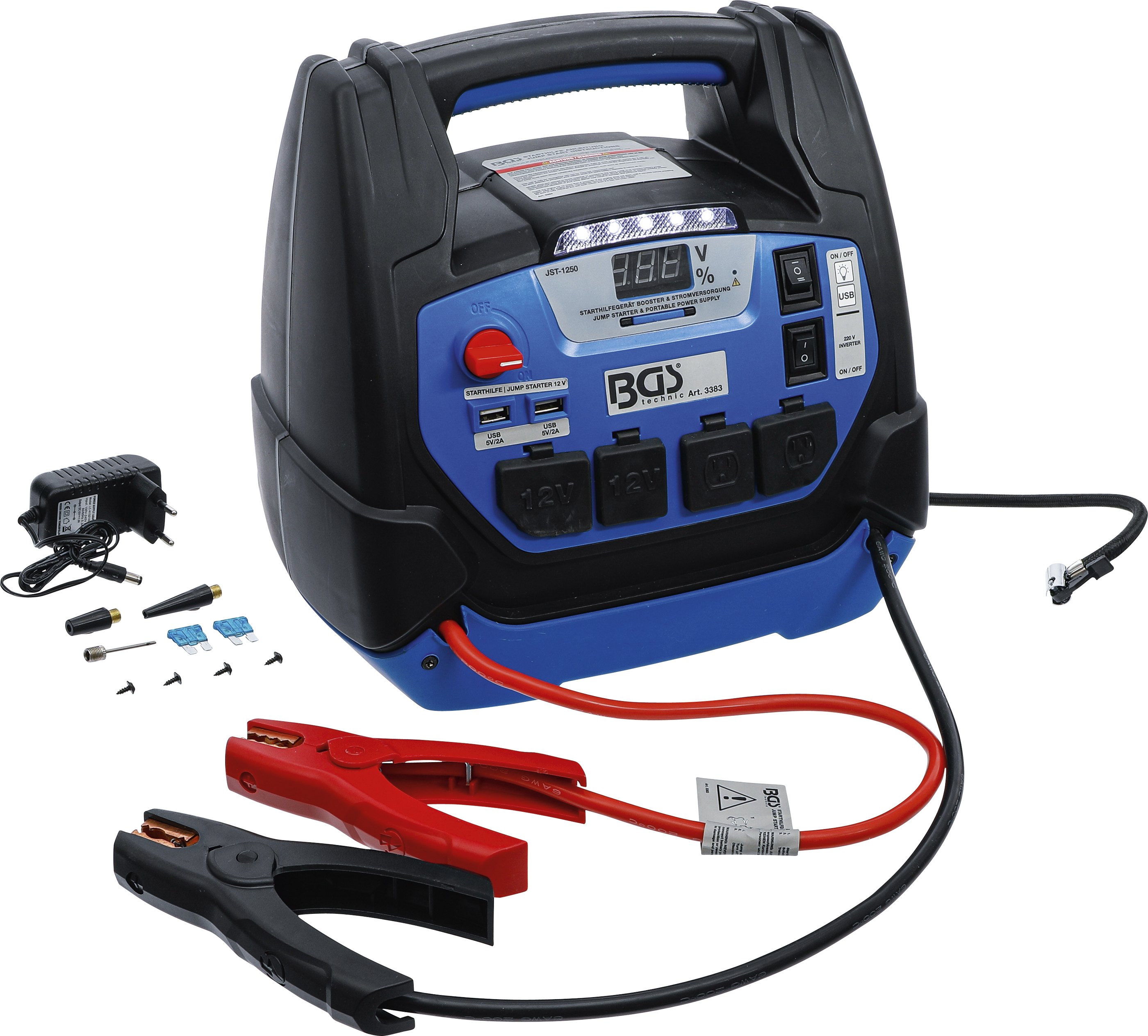 BGS Technic Multifunktions Starthilfegerät Mobile Stromversorgung 5in1 18 Ah