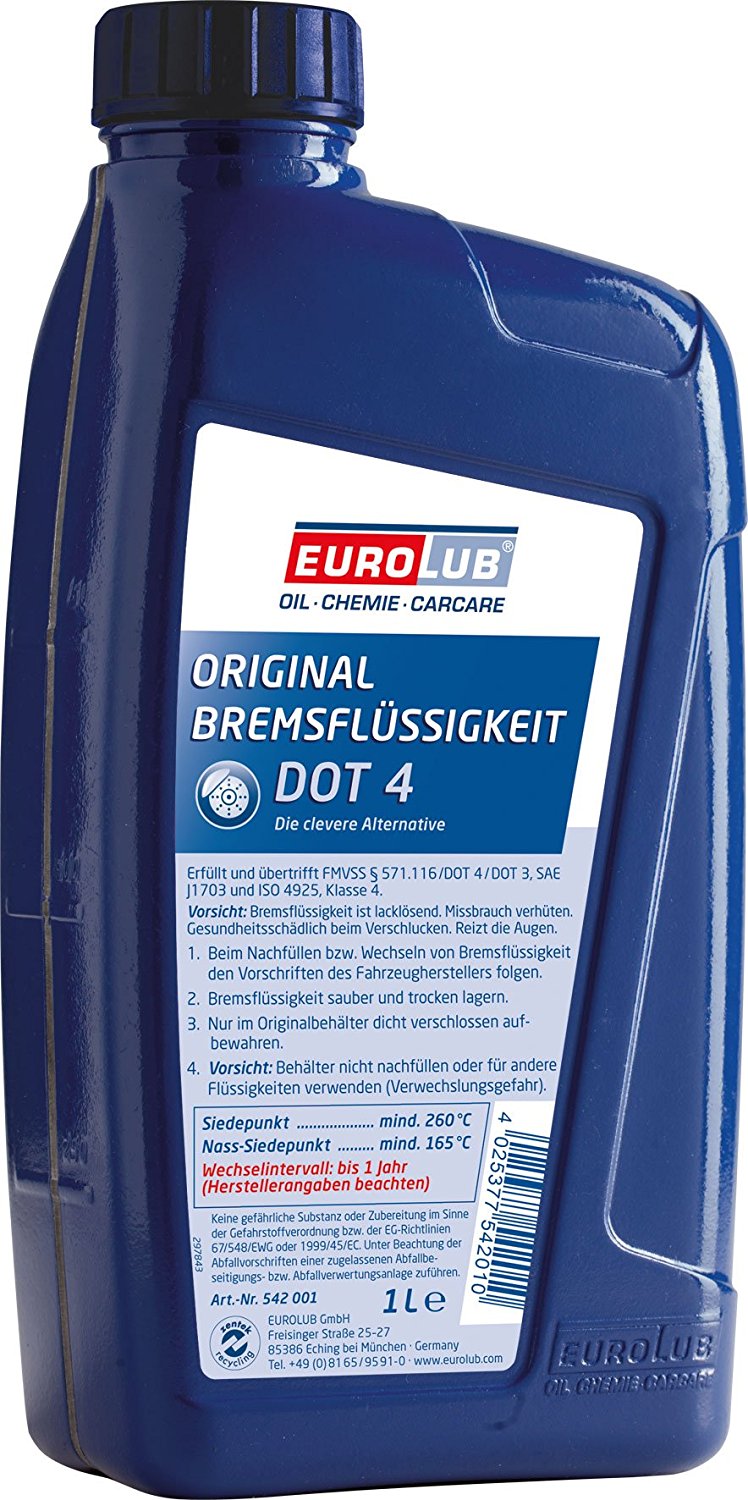 Eurolub Bremsflüssigkeit DOT-4 Brake Fluid 1 Liter
