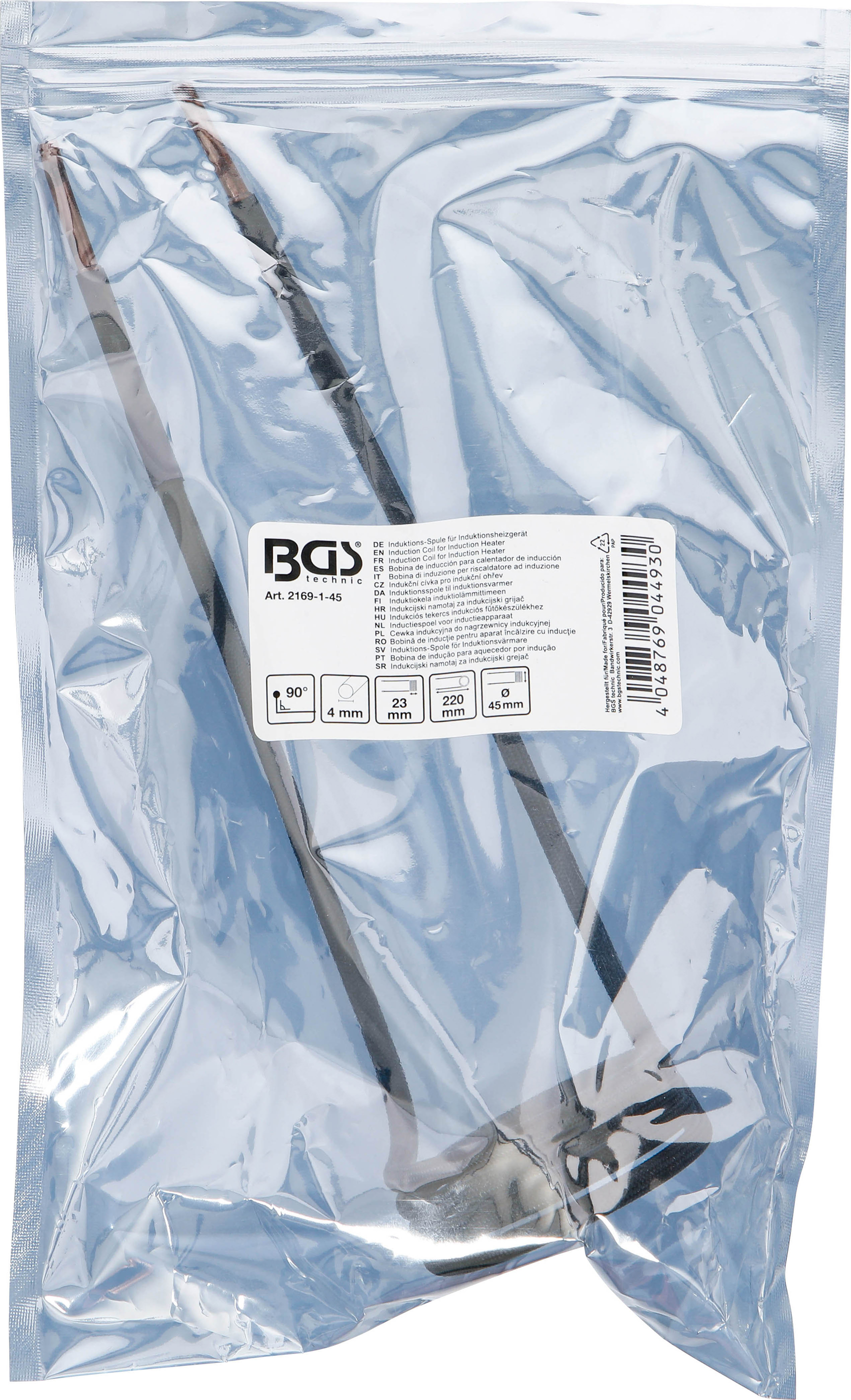 BGS Induktions-Spule für Induktionsheizgerät | 45 mm | 90° abgewinkelt | für Art. 2169, 3390, 3391