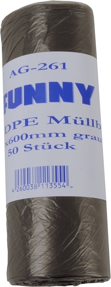Funny HDPE Müllbeutel 30 Liter grau 50x60 cm 50 Stk/Rolle