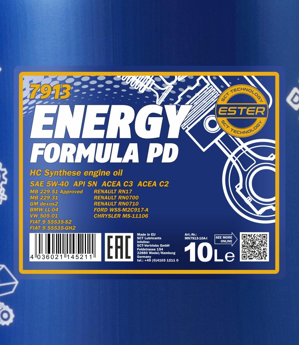 5W-40 Mannol 7913 Energy Formula PD Motoröl 10 Liter