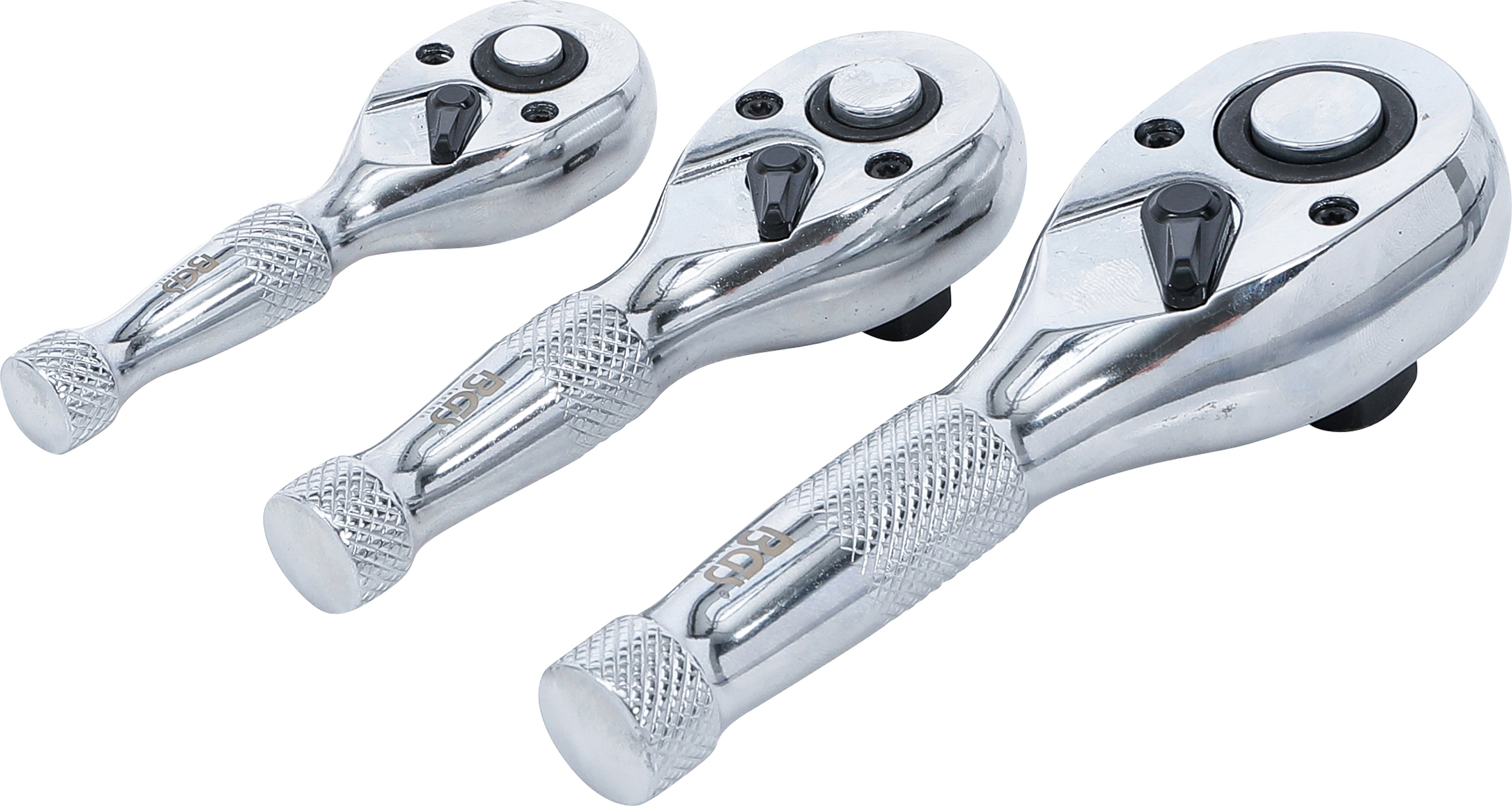 BGS Mini-Umschaltknarren-Satz | 6,3 mm (1/4") / 10 mm (3/8") / 12,5 mm (1/2") | 3-tlg.