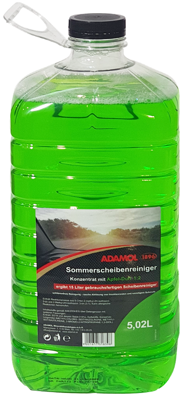 Adamol Scheibenklar Sommer 1:2 Sommerscheibenreiniger Konzentrat Apfel 5 Liter