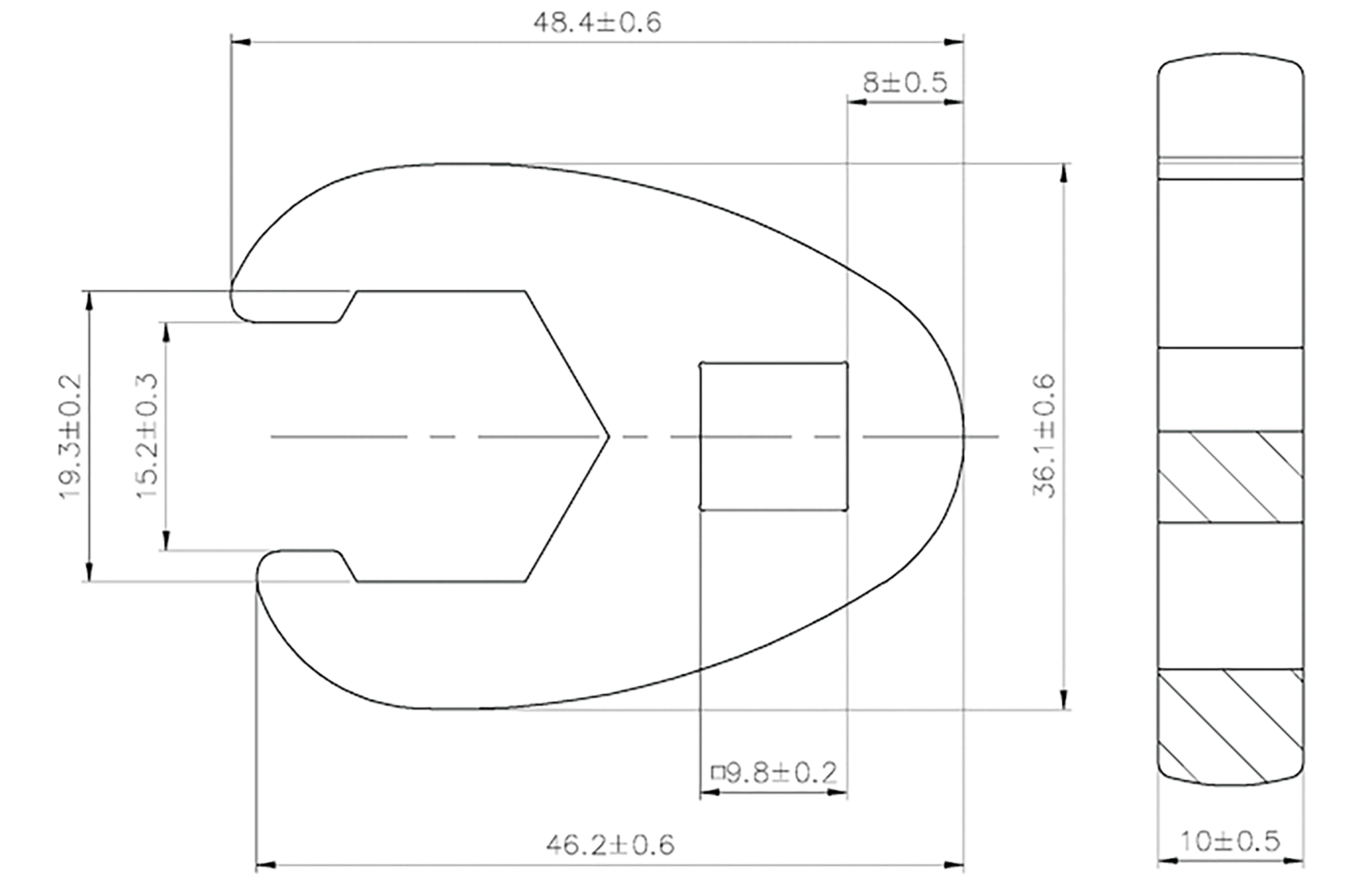 BGS Hahnenfußschlüssel | Antrieb Innenvierkant 10 mm (3/8") | SW 19 mm