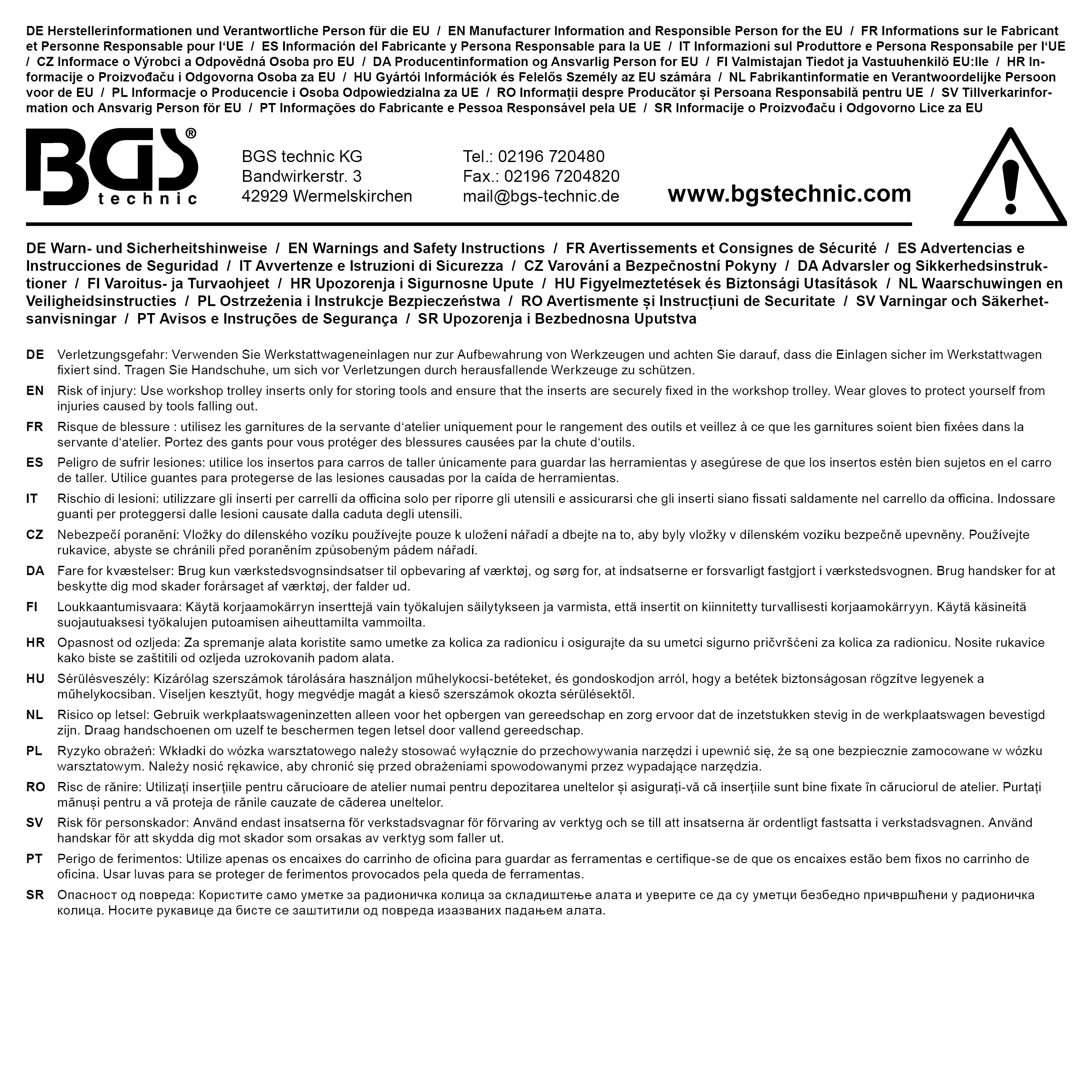 BGS Werkstattwageneinlage 1/6: Felgenschloss-Werkzeug-Satz für Opel (Typ C) | 20-tlg.