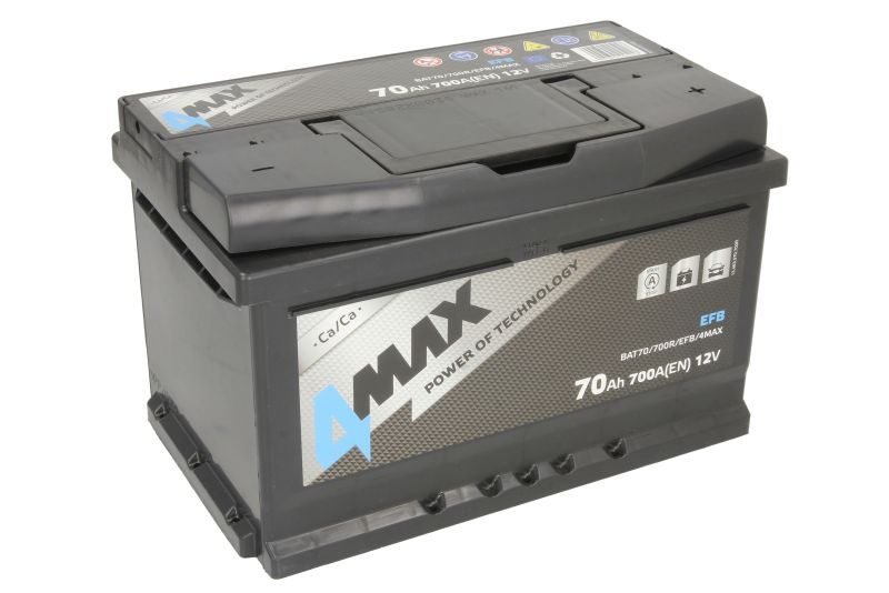 Starterbatterie 4MAX Autobatterie 12V 70Ah 700A Start&Stop EFB