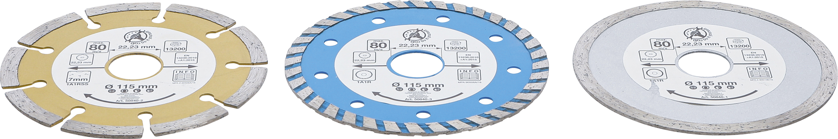 BGS Diamant-Trennscheiben-Satz | Bohrungs-Ø 20 mm | Ø 115 mm | 3-tlg.