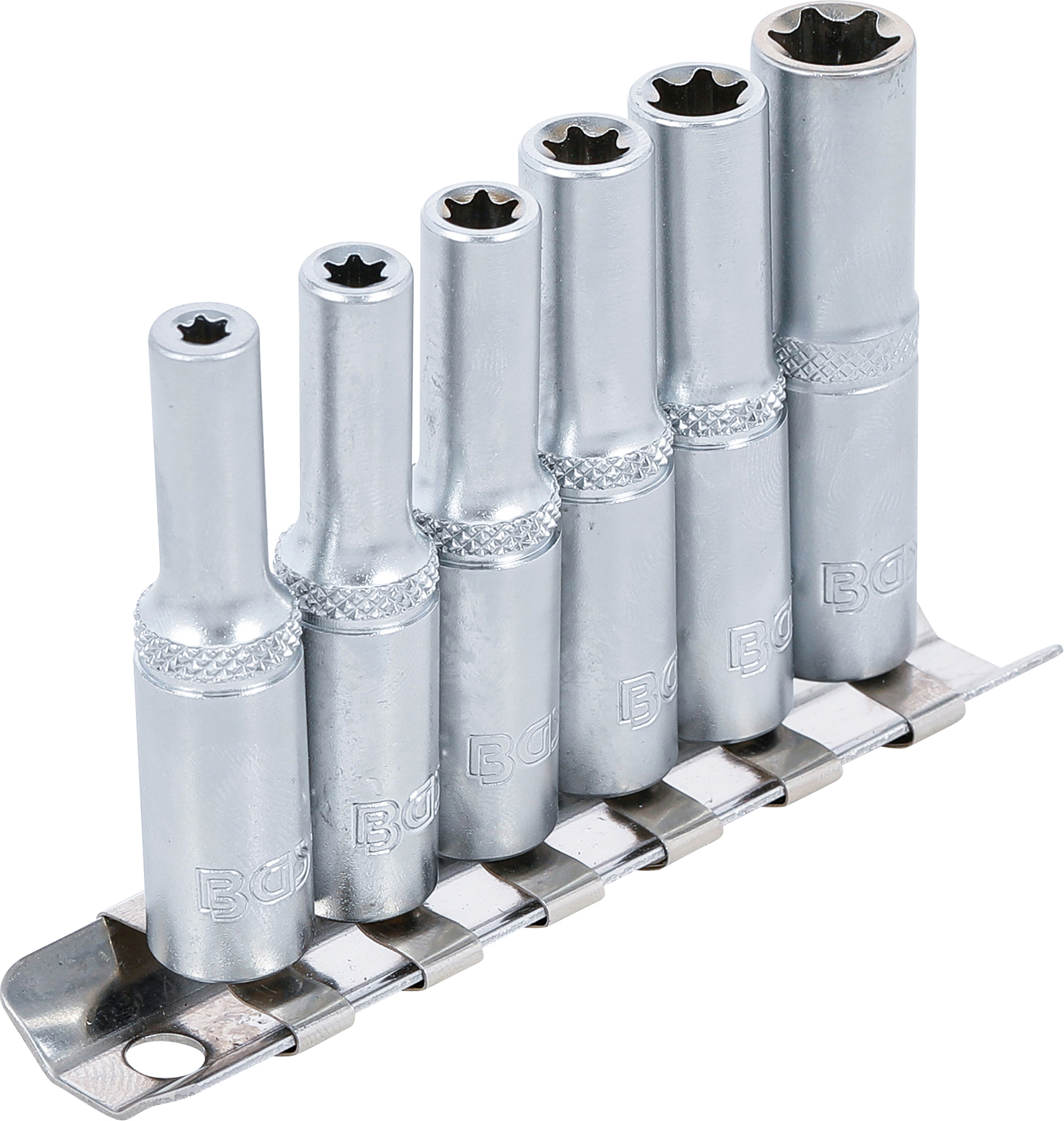 BGS Steckschlüssel-Einsatz-Satz E-Profil, tief | Antrieb innenvierkant 6,3 mm (1/4") | SW E4 - E10 | 6-tlg.